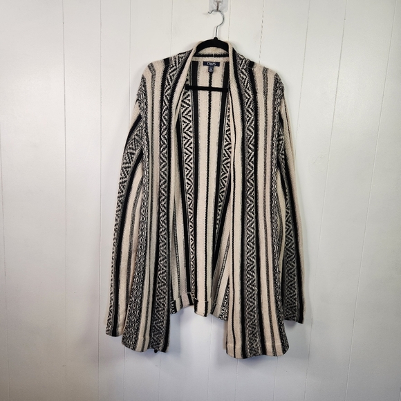 Chaps Southwestern Knit Open Cardigan Sweater Beige Boho Bohemian Size 3X Winter - Picture 4 of 10